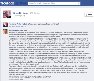 Inconvenient comment deleted from Michael Mann's Facebook Page